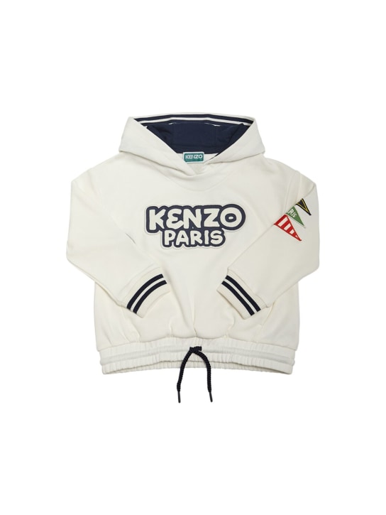 Kenzo Kids: Felpa in pile di cotone / cappuccio - Off-White - kids-boys_0 | Luisa Via Roma