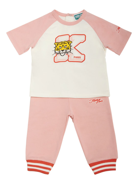 Kenzo Kids: 코튼 티셔츠 & 스웻팬츠 - 핑크 - kids-girls_0 | Luisa Via Roma