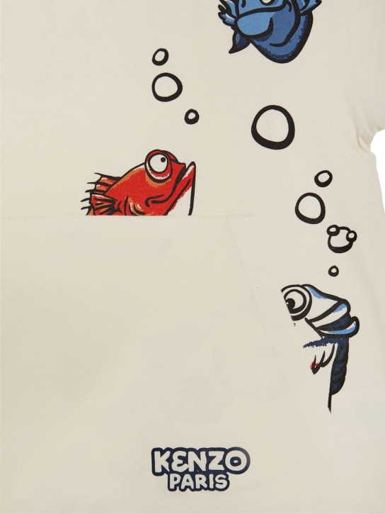 Kenzo Kids: T-Shirt aus Baumwolljersey mit Tasche - Off-White - kids-boys_1 | Luisa Via Roma