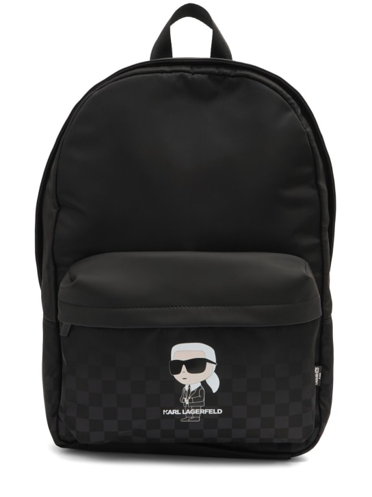 Karl Lagerfeld: Printed twill backpack - Black - kids-girls_0 | Luisa Via Roma