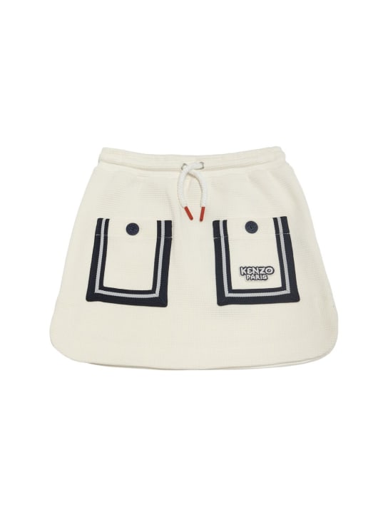 Kenzo Kids: Cotton jersey skirt w/ pockets - Off-White - kids-girls_0 | Luisa Via Roma