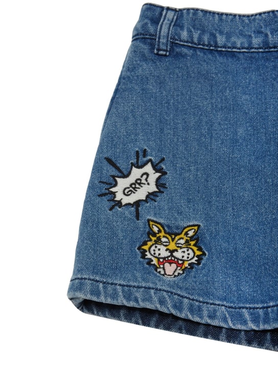 Kenzo Kids: Cotton denim shorts w/ logo patch - Denim - kids-girls_1 | Luisa Via Roma