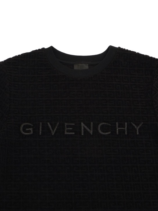 Givenchy: 코튼 테리 자카드 티셔츠 - 블랙 - kids-boys_1 | Luisa Via Roma