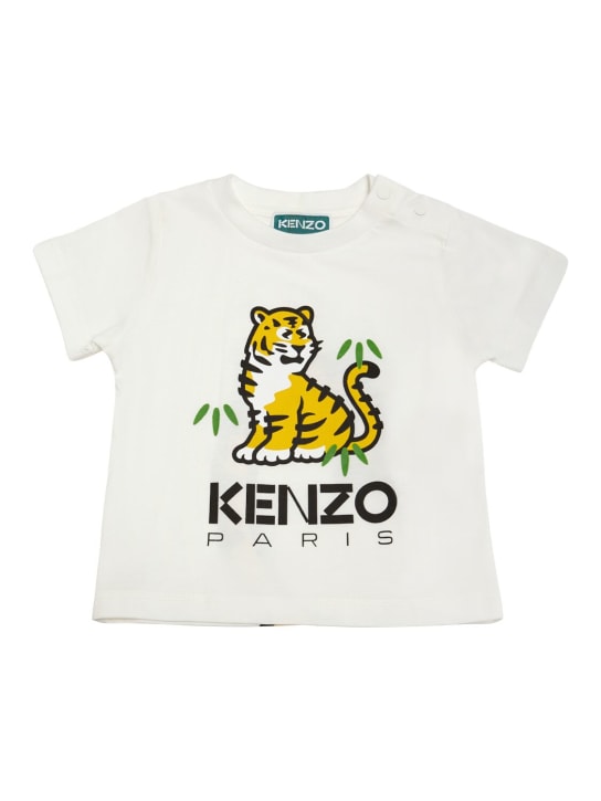 Kenzo Kids: Camiseta de algodón y shorts de rizo - Rojo - kids-girls_1 | Luisa Via Roma