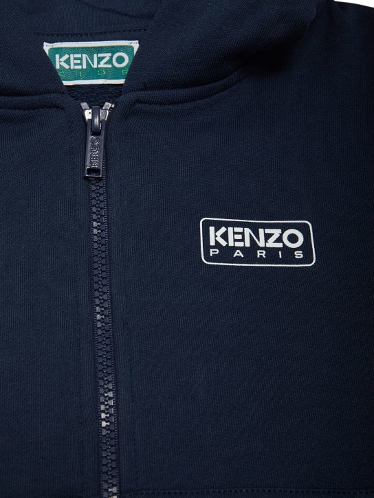 Kenzo Kids: Cotton fleece hoodie - Navy - kids-boys_1 | Luisa Via Roma