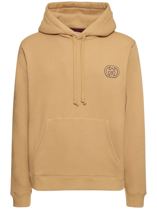 Gucci: Heavy felted cotton jersey hoodie - Camel - men_0 | Luisa Via Roma