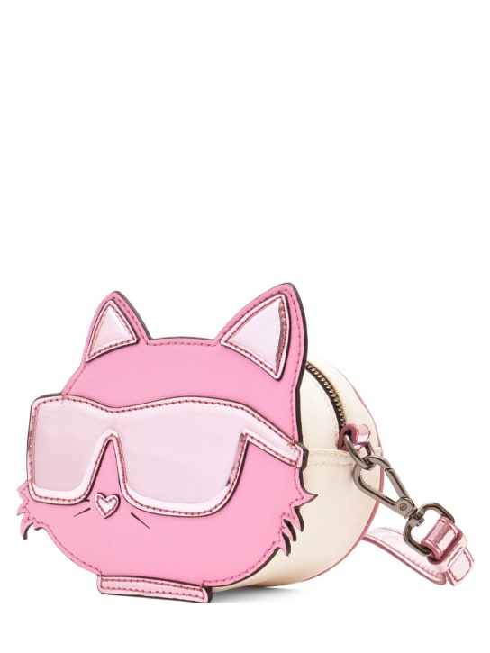 Karl Lagerfeld: 小猫形状涂层聚酯单肩包 - 金属粉色 - kids-girls_1 | Luisa Via Roma
