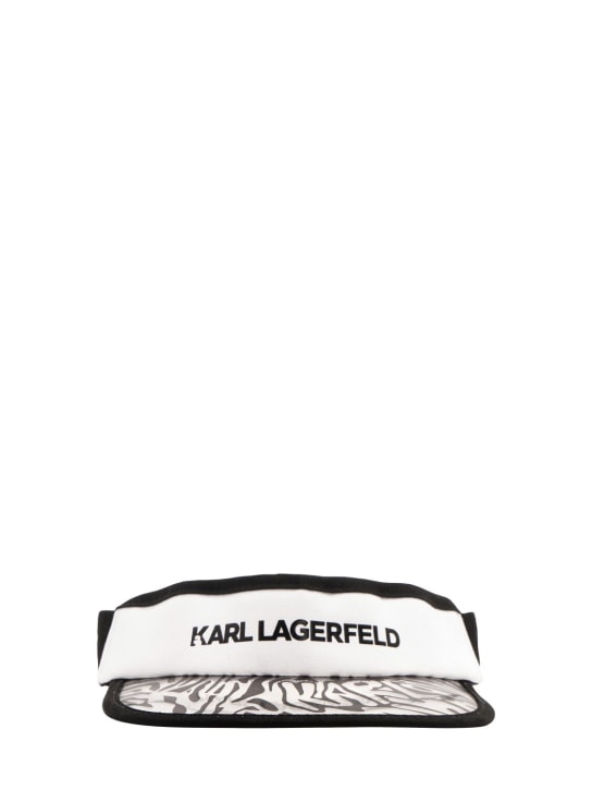 Karl Lagerfeld: 混棉斜纹遮阳帽 - 黑色 - kids-girls_0 | Luisa Via Roma