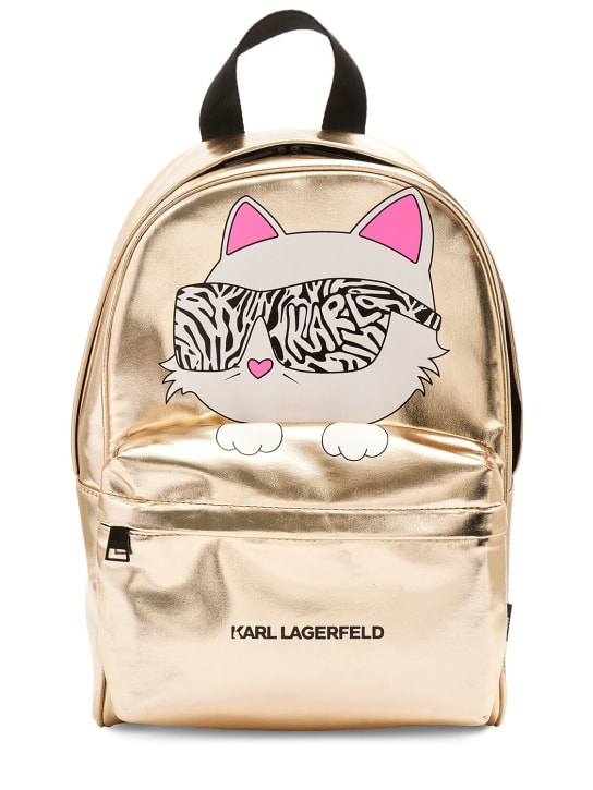 Karl Lagerfeld: Printed nylon backpack - Gold - kids-girls_0 | Luisa Via Roma
