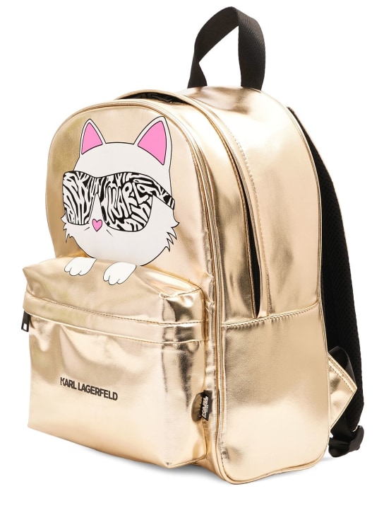 Karl Lagerfeld: Printed nylon backpack - Gold - kids-girls_1 | Luisa Via Roma
