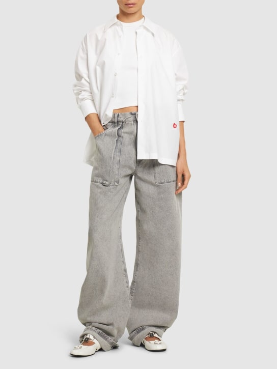 Alexander Wang: Chemise boutonnée en coton à logo - Blanc - women_1 | Luisa Via Roma