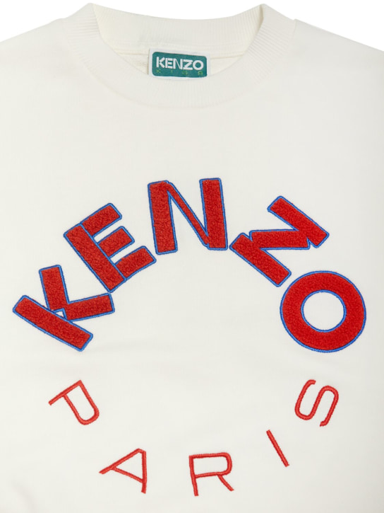 Kenzo Kids: Sweat-shirt en coton à col rond - Off-White - kids-girls_1 | Luisa Via Roma