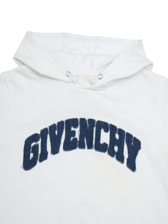 Givenchy: 로고 코튼 플리스 후디 - 화이트 - kids-boys_1 | Luisa Via Roma
