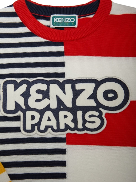 Kenzo Kids: Pull-over en maille de coton biologique à rayures - Multicolore - kids-boys_1 | Luisa Via Roma