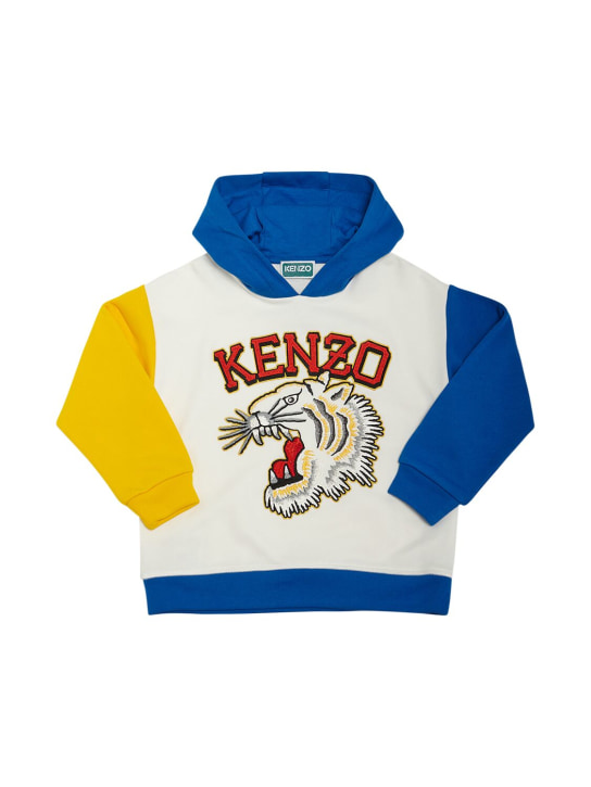 Kenzo Kids: 코튼 스웻셔츠 후디 - 화이트 - kids-boys_0 | Luisa Via Roma