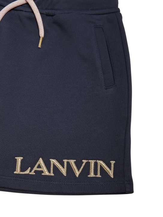 Lanvin: Jupe en molleton de coton biologique - Bleu Marine - kids-girls_1 | Luisa Via Roma