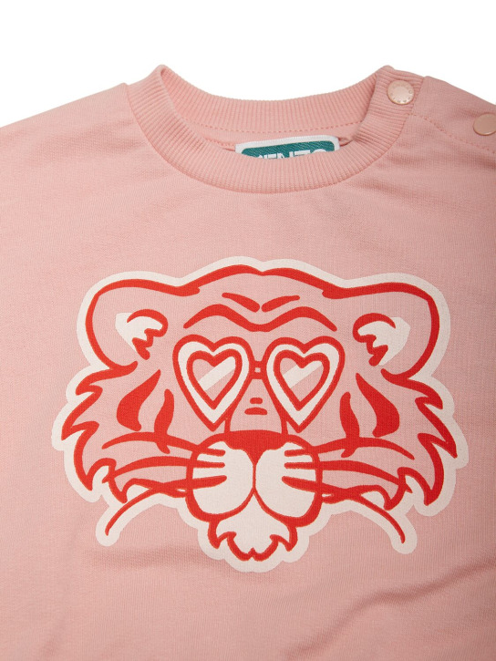 Kenzo Kids: Sweat-shirt en coton léger - Rose - kids-girls_1 | Luisa Via Roma