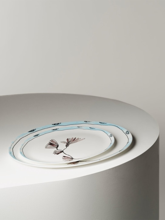 Marni By Serax: Camellia Aubergine oval plate - White - ecraft_1 | Luisa Via Roma
