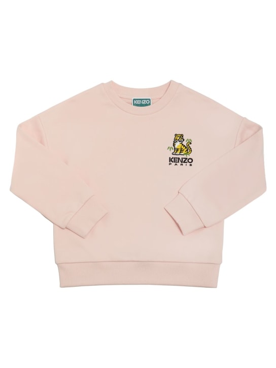 Kenzo Kids: Cotton sweatshirt w/ logo patch - Pink - kids-girls_0 | Luisa Via Roma