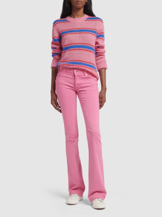 Dsquared2: Mohair blend striped crewneck sweater - Pink/Blue/Red - women_1 | Luisa Via Roma