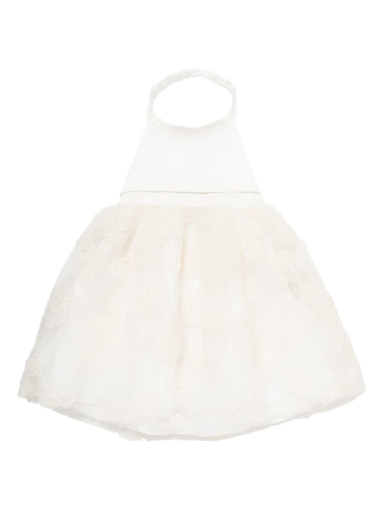 Simonetta: Stretch cotton satin dress - Ivory - kids-girls_0 | Luisa Via Roma