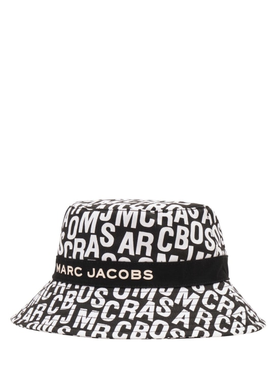 Marc Jacobs: All over logo bucket cotton canvas hat - Black/White - kids-boys_1 | Luisa Via Roma