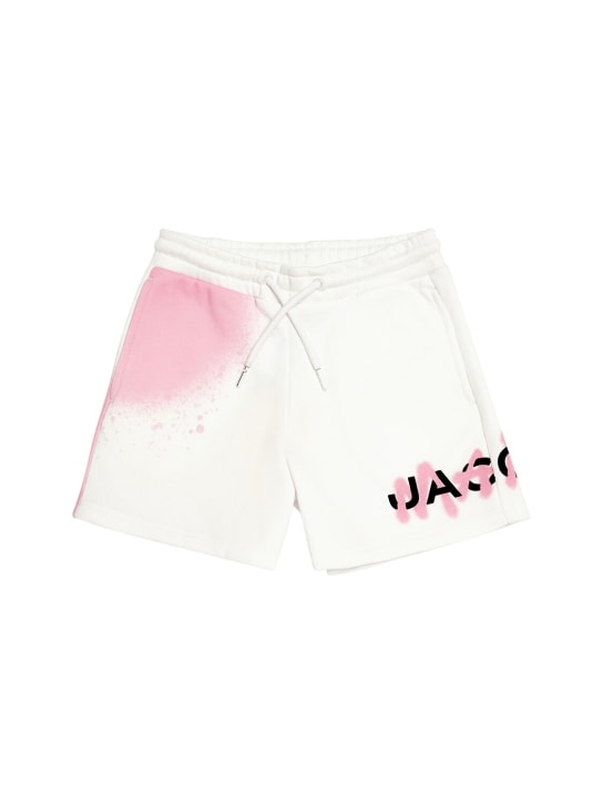 Marc Jacobs: Cotton blend terry shorts - White/Pink - kids-girls_0 | Luisa Via Roma