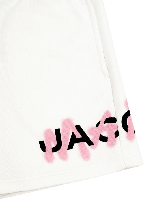 Marc Jacobs: 코튼 혼방 테리 쇼츠 - 화이트/핑크 - kids-girls_1 | Luisa Via Roma