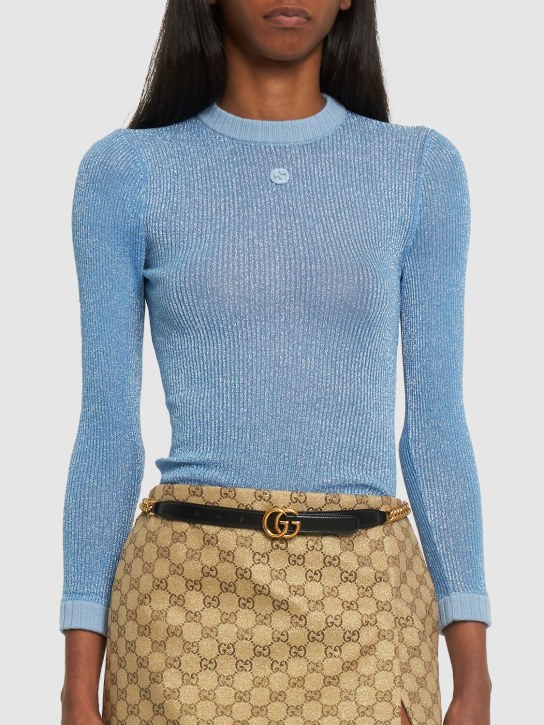Gucci: 20mm GG Marmont leather chain belt - Black - women_1 | Luisa Via Roma