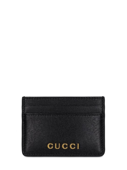 Gucci: Gucci Script leather card holder - Black - women_0 | Luisa Via Roma