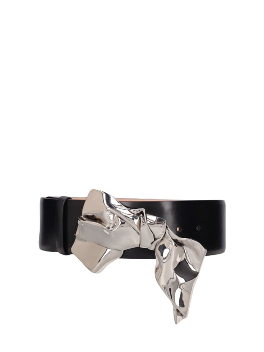 Alexander McQueen: The Metal Fold leather belt - Black - women_0 | Luisa Via Roma