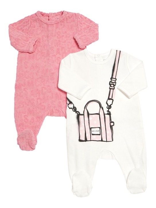 Marc Jacobs: Set of 2 cotton blend rompers - Pink - kids-girls_0 | Luisa Via Roma
