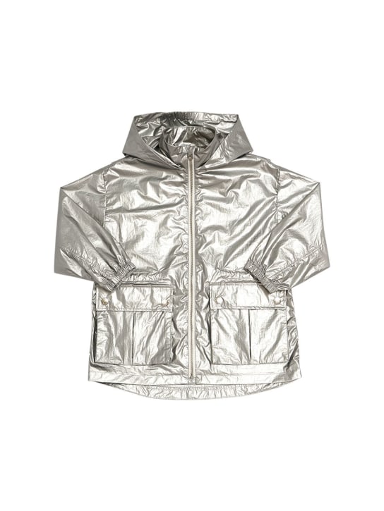 Marc Jacobs: Nylon hooded windbreaker - Silver - kids-girls_0 | Luisa Via Roma