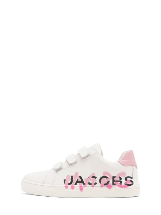 Marc Jacobs: Baskets en cuir à logo - Blanc - kids-girls_0 | Luisa Via Roma
