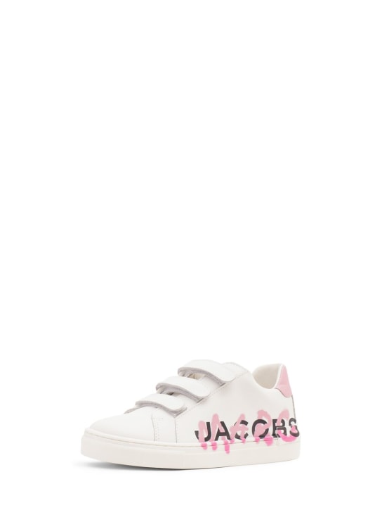 Marc Jacobs: Baskets en cuir à logo - Blanc - kids-girls_1 | Luisa Via Roma