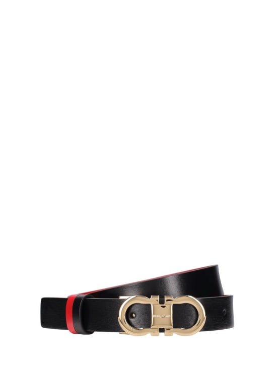 Ferragamo: 2.5cm Reversible leather belt - Black/Red - women_0 | Luisa Via Roma