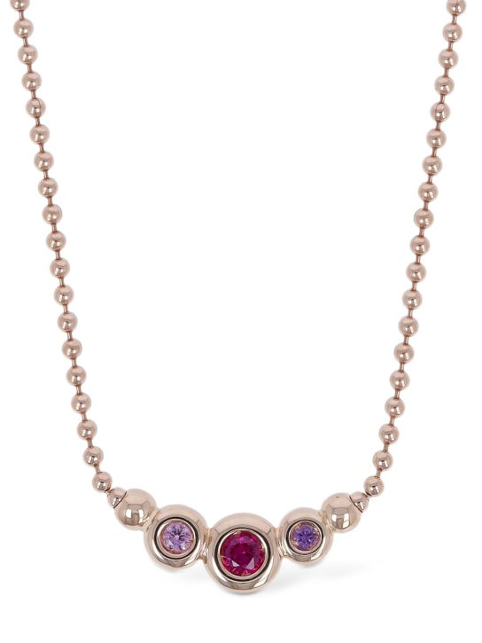 DoDo: 9Kt Rose Gold Bollicine ruby necklace - Gold/Fuchsia - women_0 | Luisa Via Roma