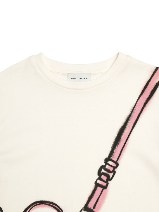 Marc Jacobs: Robe en jersey de coton interlock - Blanc/Rose - kids-girls_1 | Luisa Via Roma