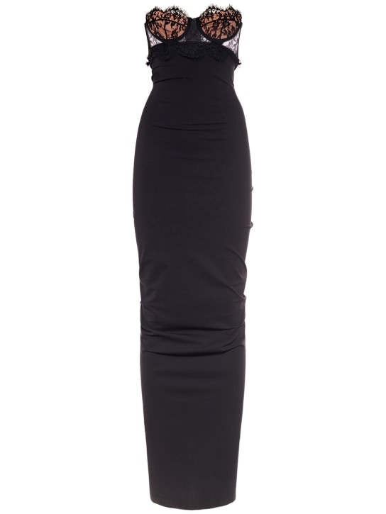 Dolce&Gabbana: Stretch jersey strapless long dress - Black - women_0 | Luisa Via Roma