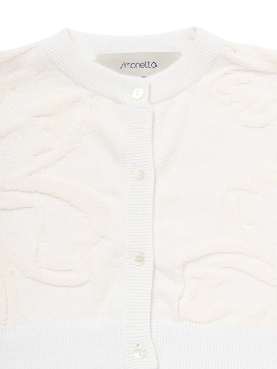 Simonetta: Cotton blend knit cardigan - White/Ivory - kids-girls_1 | Luisa Via Roma