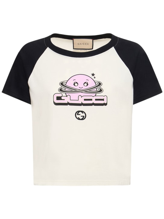 Gucci: Cotton jersey t-shirt - Sunlight/Mix - women_0 | Luisa Via Roma