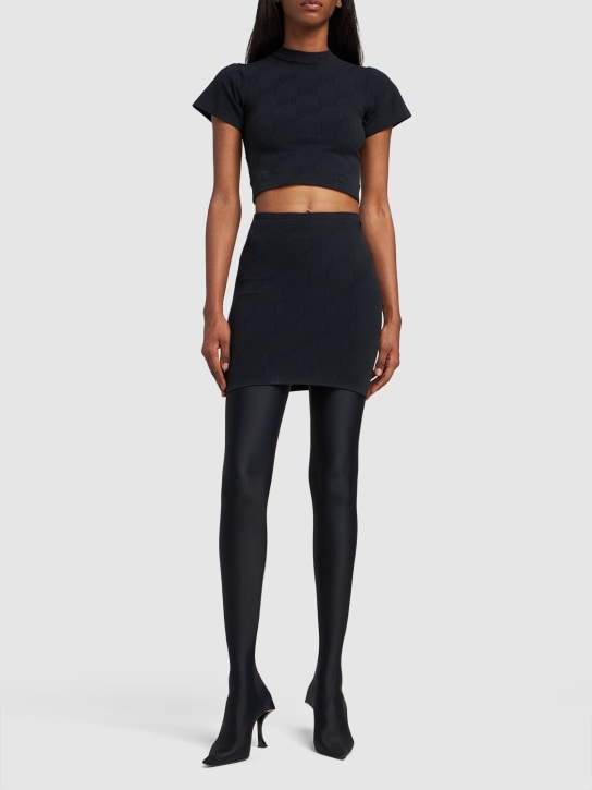 Balenciaga: Nylon blend mini skirt - Black - women_1 | Luisa Via Roma