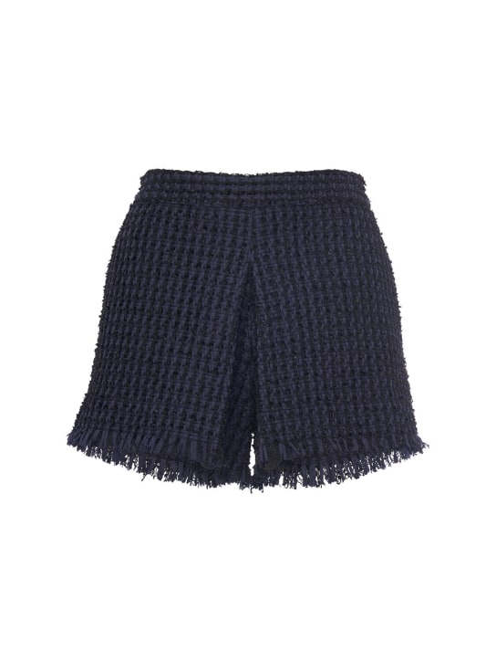 Dsquared2: Hoch geschnittene Shorts aus Tweed-Bouclé - Schwarz/Navy - women_0 | Luisa Via Roma