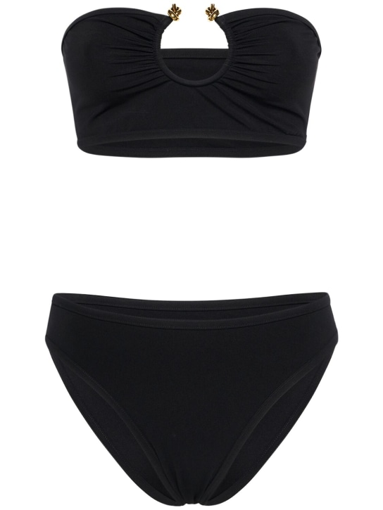 Bottega Veneta: Bikini de nylon stretch - Negro - women_0 | Luisa Via Roma