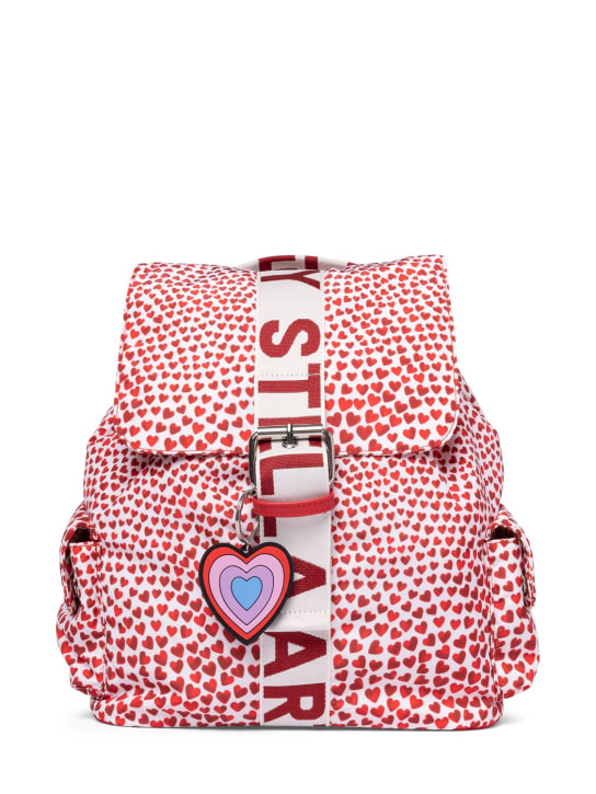 Stella Mccartney Kids: Printed tech fabric AOP backpack - Ivory/Red - kids-girls_0 | Luisa Via Roma