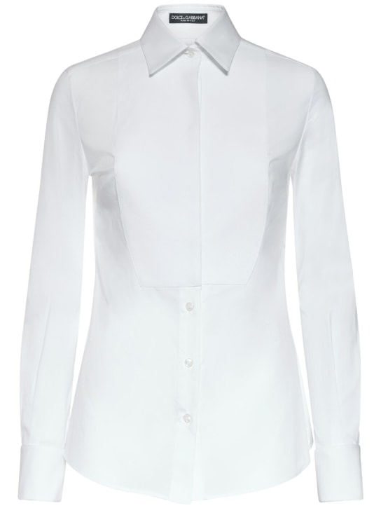 Dolce&Gabbana: Hemd aus Stretch-Baumwollpopeline - Weiß - women_0 | Luisa Via Roma