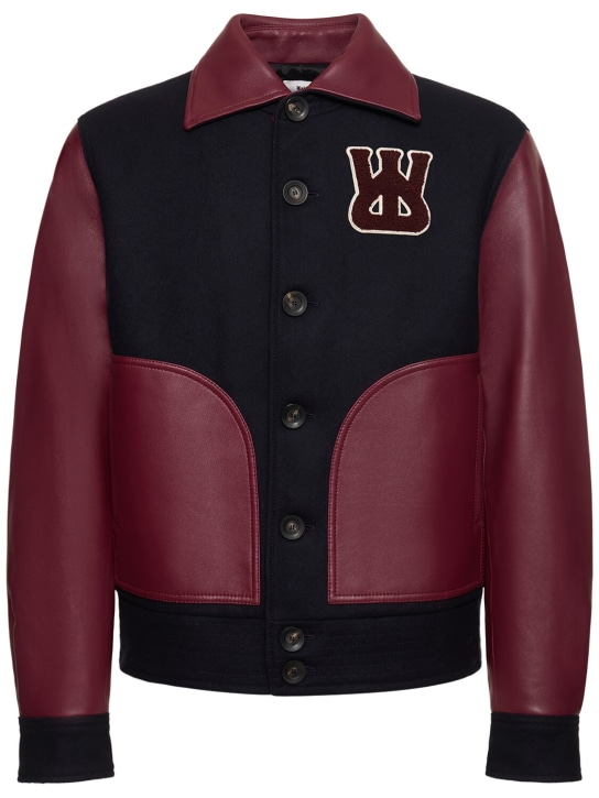 Wales Bonner: Harlem wool blend jacket - Navy/Red - men_0 | Luisa Via Roma