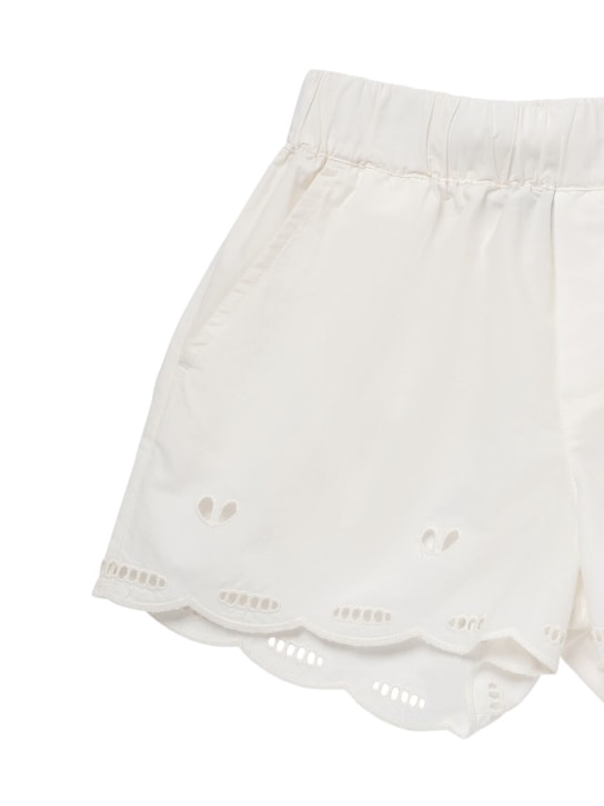 Stella Mccartney Kids: Cotton poplin shorts - Ivory - kids-girls_1 | Luisa Via Roma