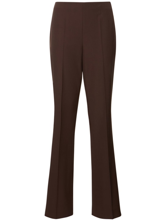 Ferragamo: Tailored wool straight pants - Dark Brown - women_0 | Luisa Via Roma