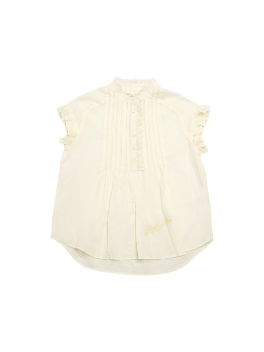 Zadig&Voltaire: Cotton short sleeved shirt w/ lace - Beige - kids-girls_0 | Luisa Via Roma